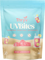 UVBites - Tanning Gummies - Self Tan Supplement - Tanning Pill - Fast Acting & Debloating Melanin Supplement with Beta Carotene, Astaxanthin, Niacinamide - Glow Up Skin (60 Count, Pink Lemonade)