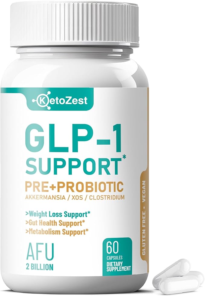 GLP-1 Support Weight Loss Supplement - Prebiotic Probiotic GLP1 Support for Women Men - Natural Support with Akkermansia Muciniphila for Fat Burn Gut & Metabolic Health Support