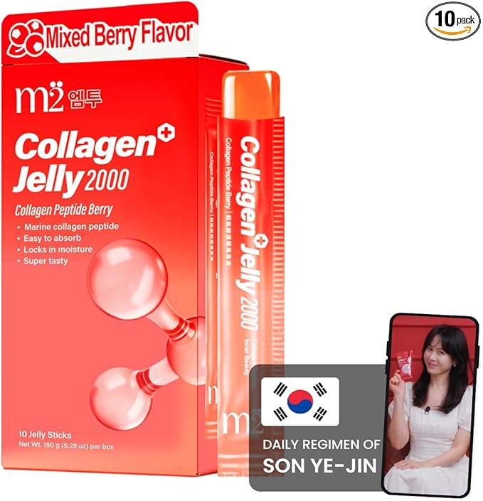 m2 Jelly Super Korean Collagen Jellies Stick – Korean Collagen Sticks Supplement for Women, Cutting Gel Style, Beauty & Wellness Support, Jelly Daily Boost Stick Pouches Berry Flavor(10 Count)