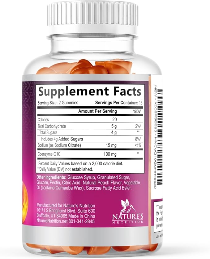 CoQ10 Gummies - Coenzyme Q10 100mg Per Serving - 3X Strength, High Absorption, Antioxidant Supplements for Heart Health Support & Energy Production, Ultra Coq 10 Vitamins Supplement - 30 Gummies