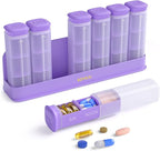 KOVIUU Weekly Pill Organizer 3X a Day, Detachable Pill Box 7 Day, Large 3 Times Daily Pill Case, Travel Pill Container Holder, Week Medication Dispenser Pillbox for Vitamin Supplement Medicine, Purple