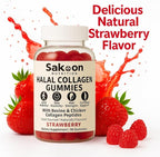 Sakoon nutrition Halal Certified Collagen Peptides Gummies | (Type I, II & III) Collagen Gummies for Women & Men | 90 Naturally Flavoured Strawberry Gummy to Support Hair, Skin, Joints & Nails | USA