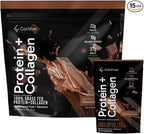Protein + Collagen Powder | 23g Protein (Grass-Fed Whey + Collagen) | 3.7g BCAAs | Supports Muscle & Joint Health | Gluten & Soy Free | No Artificial Ingredients | 15 Sachets - Chocolate
