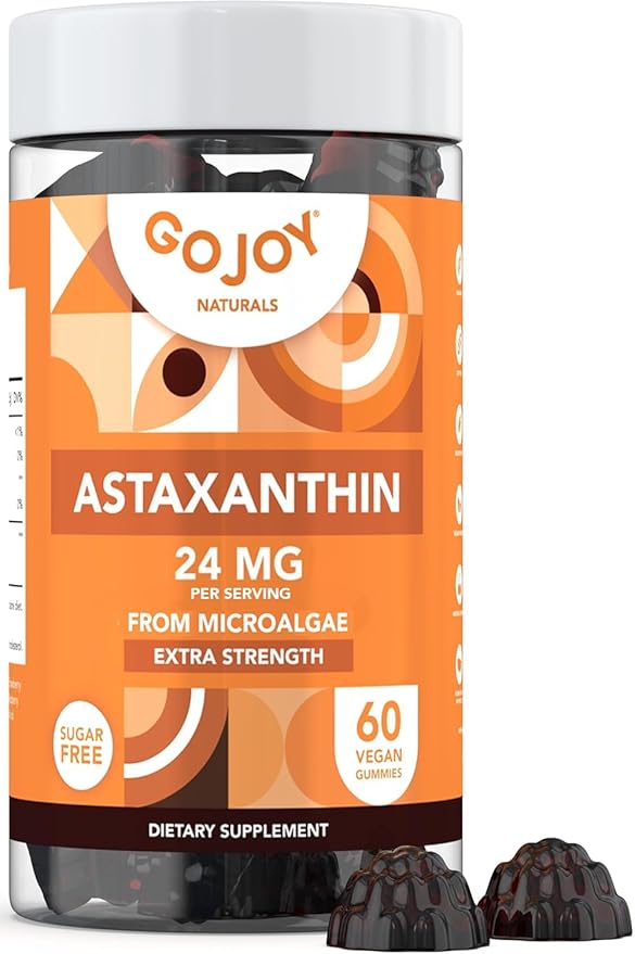 GOJOY NATURALS Astaxanthin Gummies 24mg – High Potency Antioxidant Supplement – Skin, Eye & Immune Wellness Support – Vegan, Sugar-Free, Non-GMO, Gluten-Free, Soy-Free – 60 Gummies