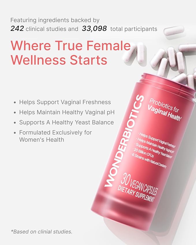 Probiotics for Women Vaginal Health - pH Balance, Yeast, Odor Control Supplement - 20 Billion CFU, 6 Authentic Strains with Natural Cranberry for Urinary & Gut Health - 30 CT