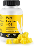 Vegan Calcium with Vitamin D3 Strong Bone & Teeth Support Calcium with 1000 IU D3 Gummies for Adults & Kids, Kosher, Gluten-Free, Dairy-Free, 60 Gummies