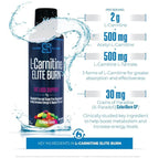 L-Carnitine Elite Burn Liquid Keto Fat Burner and Metabolism Activator - Fat Loss Support Keto Friendly Weight Loss Increase Energy-Stimulant Free - Rainbow Candy 3000mg (32 Servings)