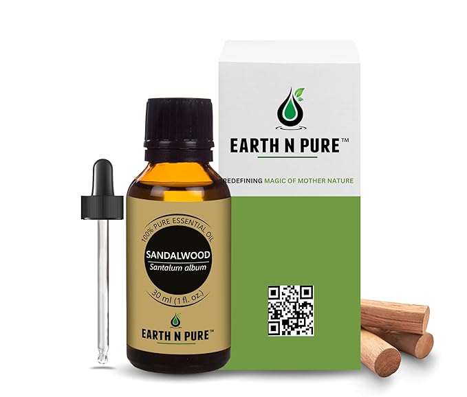 Earth N Pure Sandalwood (Chandan Oil) Essential Oil for Skin- Natural and Therapeutic Grade with Glass Dropper - 30 ml