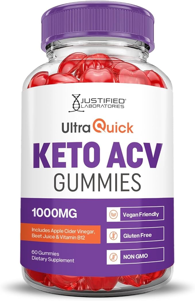 Justified Laboratories (3 Pack Ultra Quick Keto ACV Advanced Formula 1000MG Apple Cider Vinegar Formulated with Pomegranate Beet Juice Powder B12 Vegan Non GMO 180 Gummies