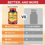 CoQ10 600 mg Softgels CoQ10 Supplement - CQ10 Coenzyme-Q10 with Omega 3 & PQQ & Vitamin E, CoQ10 400mg Softgels, 60 Servings