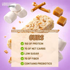 Protein Crispy Rice Treats, 15g Protein, 3g-7g Net Carbs, Low Carb, Fluffy, Soft, Chewy, Gluten Free, High Fiber, Keto-Friendly, No Aftertaste (Salted Toffee Crunch, 1 Pack)