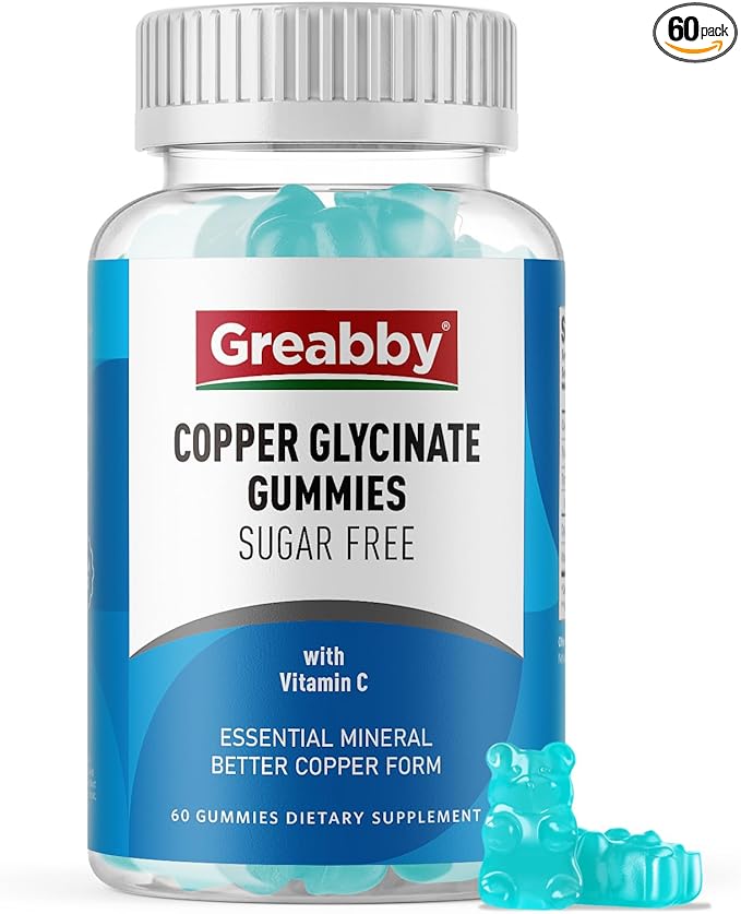 Copper Glycinate Gummies for Women, 2mg Chelated Copper with Vitamin C, High Absorption Copper Supplements for Women 25-44, Immune, Energy, Skin & Bone Health, 60 Count