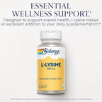 SOLARAY L Lysine 500 mg Capsules - Free-Form Essential Amino Acids Supplement - Powerful Wellness Support with L-Lysine Amino Acid - Lab Verified, 60-Day Guarantee, 60 Servings, 60 VegCaps