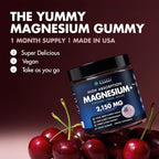Magnesium Gummies 3in1 - Glycinate, Citrat, Malate 2150 MG High Absorption Supplement, Sugar-Free, Vegan, Chews for Men & Women, Inspired by Wellness Traditions Like Arjuna, 60 Gummies, Cherry Flavor