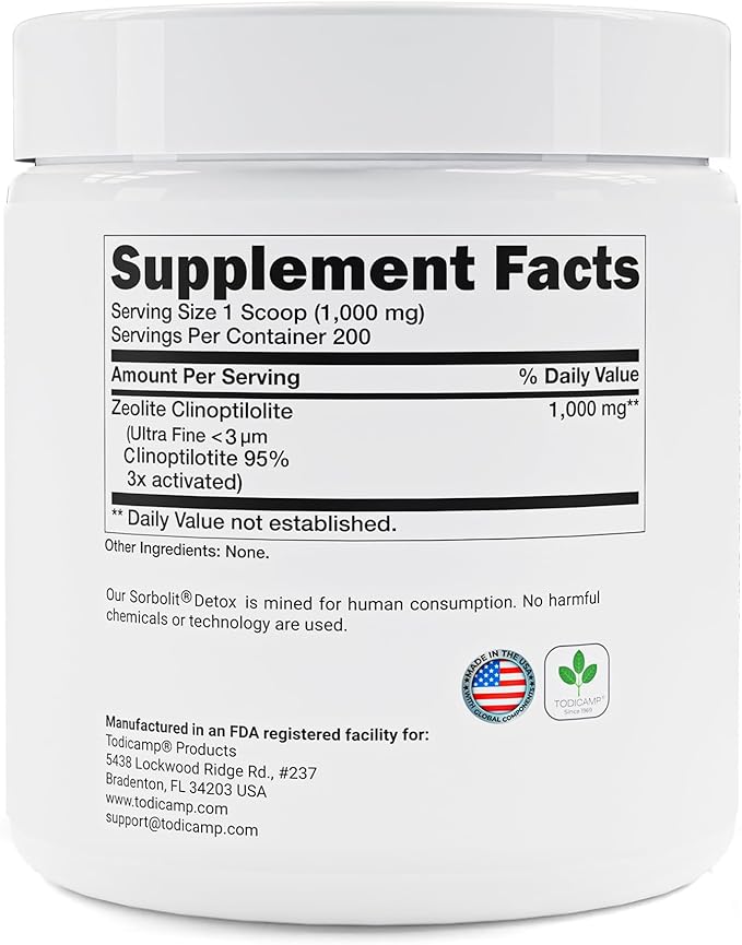 Zeolite Detox for Adults Sorbolit - Zeolite Powder Binder Detox Cleanse - Zeolite Clinoptilolite for Deep Full Body Detox, Gut Cleanse, Cellular and Liver Detox (Powder)