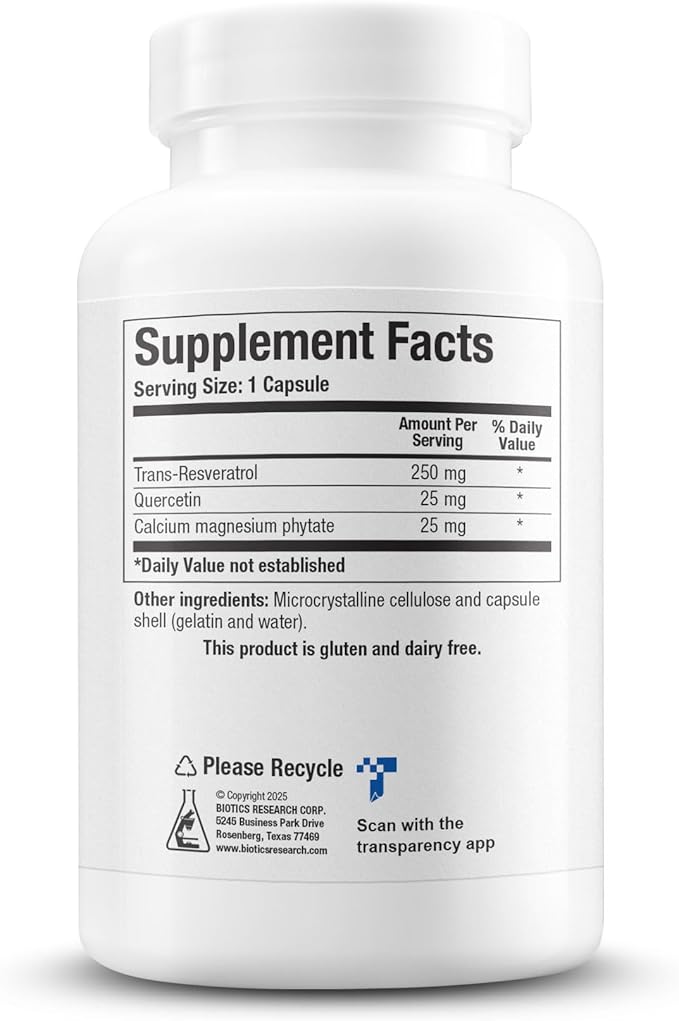 Biotics Research ResveraSirt HP Formulated by Dr. Mark Houston, Trans Resveratrol, Quercetin, Increase Sirtuin Activity, Cardiovascular Support, Heart Power, Vascular Support, 120 Capsules