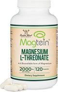 Magnesium L Threonate, Magtein, Sleep and Cognitive Support – High Absorption – Most Bioavailable Form of Magnesium – 2,000 mg – 120 Capsules