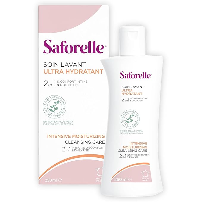 Saforelle Intensive Moisturizing Cleansing Care - 250 ml - Feminine Wash with Burdock Extract for Soothing Daily Cleansing