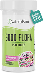 NaturalSlim Good Flora, Probiotics for Women & Men - Gut Health Supplements with 7 Powerful Strains for De-Bloating & Vitality - Probiotics for Digestive Health, 60 Vegetarian Capsules, Solo