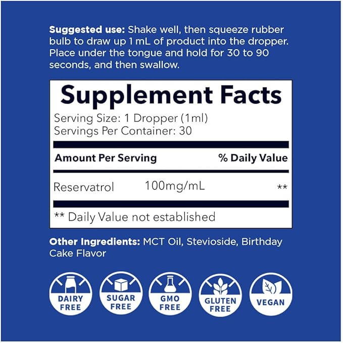 Nanoceutical Solutions Nano Liquid Resveratrol Trans Resveratrol Supplement for Brain & Heart Health | Ultra-Efficient Absorption, Up to 8 Times Higher Than Resveratrol Capsules | 30 Servings
