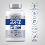 Piping Rock Red Mineral Algae | Vegetarian Calcium | 180 Capsules | Plant Based Plus Trace Minerals | Plus D3 1000 IU | Non-GMO, Gluten Free Supplement