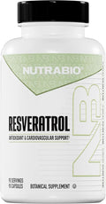 NutraBio 98% Pure Resveratrol Supplement 500mg - Standardized to 490mg Trans Resveratrol, Heart Health and Antioxidant Defense - 90 Capsules