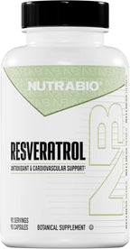 NutraBio 98% Pure Resveratrol Supplement 500mg - Standardized to 490mg Trans Resveratrol, Heart Health and Antioxidant Defense - 90 Capsules