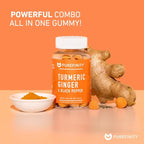 PUREFINITY Turmeric and Ginger Supplement Gummies with Black Pepper, Joint Support Curcumin Chewables with Delicious Flavor – Gluten Free, Non-GMO, Vegan, 60 Count