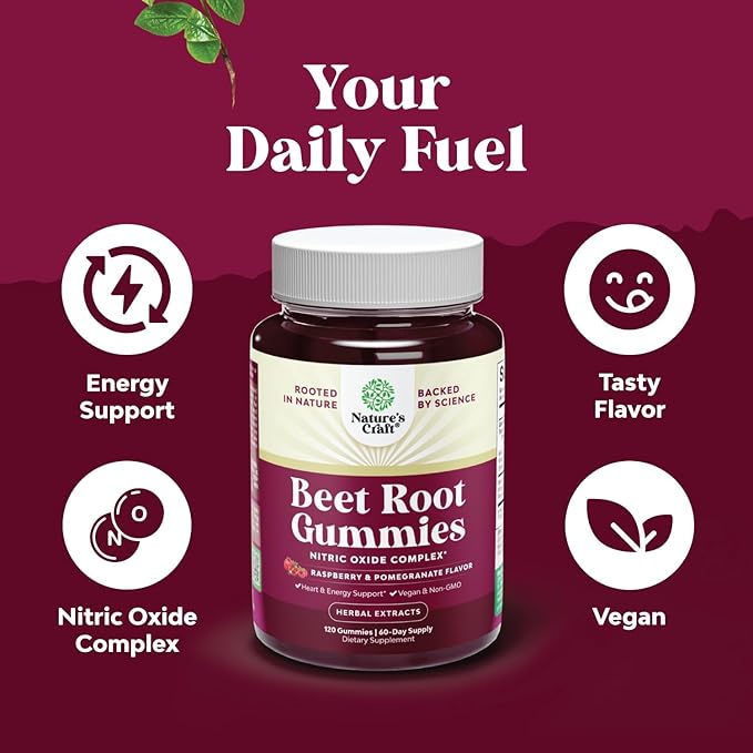 Flow Boosting Beet Root Gummies - Invigorating Beet Gummies for Adults Nitric Oxide Energy & Heart Health Support with Grapeseed Pomegranate & Vitamin B12 - Vegan Non-GMO & Gluten Free - 120 Count
