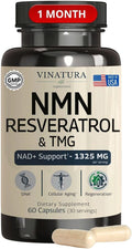 VINATURA NMN Complex Supplement 1325MG - NMN 1000mg with Resveratrol and TMG, Support NAD+, 60 Capsules