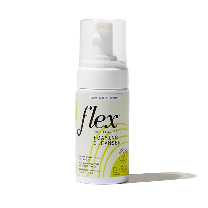 FLEX Foaming Cleanser – Plant-Based and pH-Balanced Feminine Wash for Silicone Period Cups, Discs and Your Body (3.4 oz.)