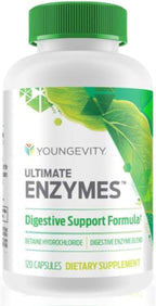 Youngevity Ultimate Enzymes® - Multi Enzymes for Digestion, Gas & Bloating Relief - Betaine HCl, Ox Bile, Pancreatine 10X, Papain 6M, Pepsin 1:3000 (120 Capsules)