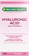 Nature's Bounty Vitamin C and Hyaluronic Acid Supplement, Supports Glowing Skin, Immune Function & Collagen Production, 120 Capsules - 60 Day Supply, Optimal Solutions Supplements for Skin Health