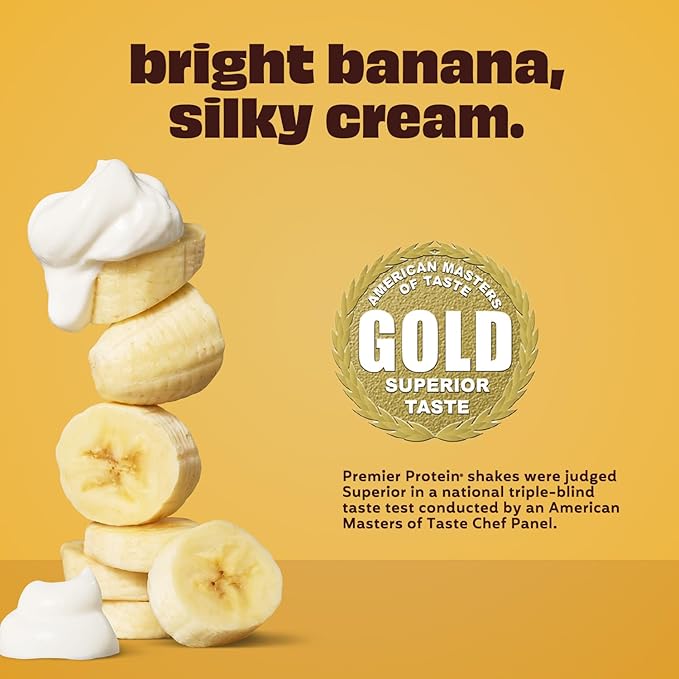 Premier Protein Shake, Bananas & Cream, 30g Protein, No Added Sugar, 24 Vitamins & Minerals to Support Immune Health, 11.5 fl oz, 12 Pack