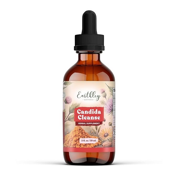 Earthley Wellness Candida Cleanse, Herbal Tincture for Yeast Overgrowth, Gut and Liver Support, Organic Digestive Balance Supplement (2 Oz)