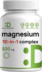 Magnesium Complex 500mg, 240 Veggie Capsules – 10-in-1 Glycinate, Citrate, Malate, Oxide, & More – 100% Chelated for Easy Absorption – Essential Mineral Supplement – Non-GMO