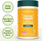 Charlotte's Web Stress Support Mushroom Gummies w/Reishi, Ashwagandha, Rhodiola Rosea Supplement — Natural Supplement — Strawberry-Flavored Ashwagandha Gummies (30 Servings)