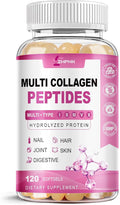 ZHPHK Multi Collagen Peptides for Women 2000mg Hydrolyzed Collagen Peptides Pills from Type I II III V X with Hyaluronic Acid Better Absorption with Vitamin C Support Skin Hair Nail | 120 Count