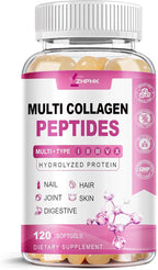 ZHPHK Multi Collagen Peptides for Women 2000mg Hydrolyzed Collagen Peptides Pills from Type I II III V X with Hyaluronic Acid Better Absorption with Vitamin C Support Skin Hair Nail | 120 Count