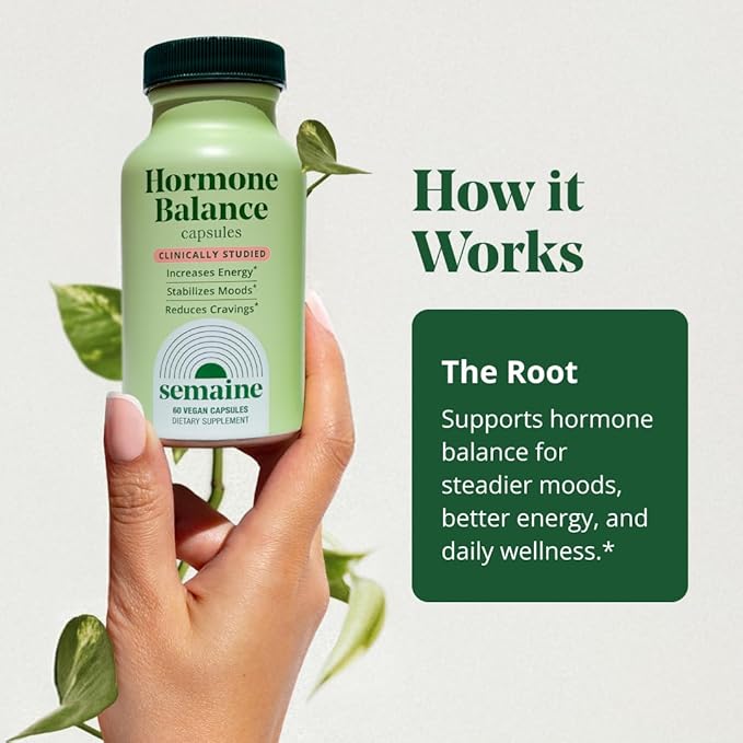 Semaine Hormone Balance – Clearer Skin, Enhanced Moods, Deeper Sleep & Happier Hormones. Hormone-Free, Vegan Capsule, Multi-Symptom Support (60 ct)