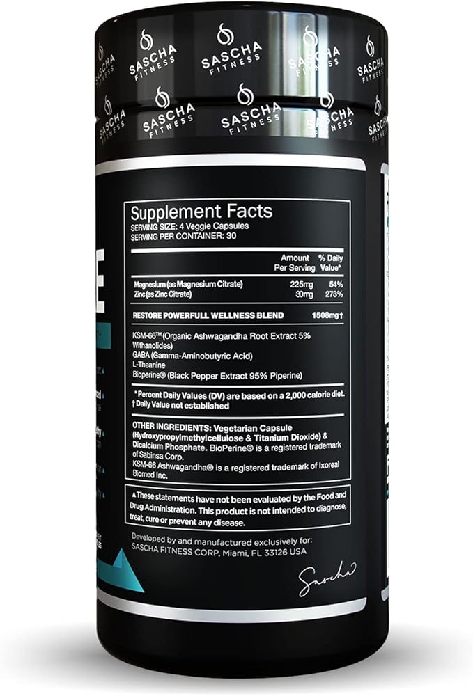 SASCHA FITNESS Cortisol Night Support Pills | Metabolism & Hormonal Balance | Promotes Quality Sleep | Restore | Vegan Weight Loss Supplement – 120 Natural Capsules