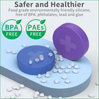 2 Pack Small Pill Box,Premium Thick Silicone 3 Compartment Travel Pill Box for Home/Desk Organizer, Portable Compact Medicine Holder for Vitamin, Cod Liver Oil, Supplement(Purple+Blue)