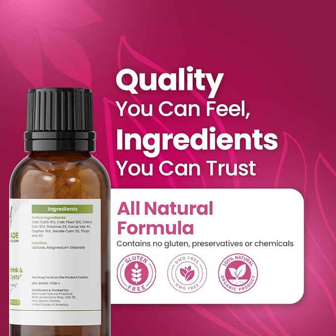 Bestmade Fibroid Shrink & Ovarian Cysts, BM36 - Helps Shrink Fibroids and Ovarian Cysts, Balance Estrogen Levels and Prevent Regrowth, Support for Menstrual Pain and Painful Intercourse, 350 Pellets