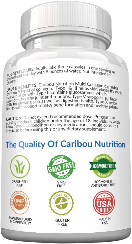 Multi Collagen Pills - 180 Collagen Pills - Type I, II, III, V & X Collagen Capsules - Unique Blend of Collagen Peptides Capsules - Wild Fish, Eggshell, Chicken & Grass-Fed Beef Collagen Supplements