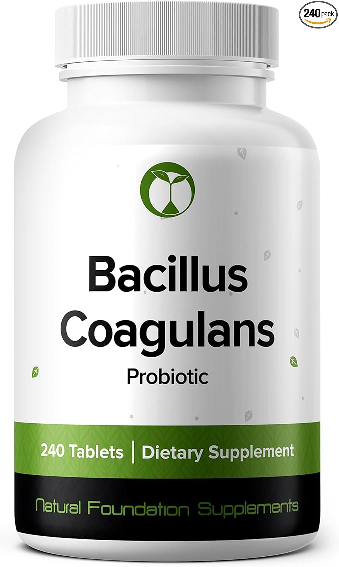 Natural Foundation Supplements Bacillus Coagulans Probiotic Supplement 240 Tablets 3 Billion CFU Probiotics for Men & Women Supports Intestinal Digestive & Gut Health (240, Bacillus Coagulans)