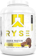RYSE Loaded Protein Powder - Peanut Butter Cup - 25g Whey Protein Isolate & Concentrate with Prebiotic Fiber & MCTs - Low Carb, Low Sugar, Digestive-Friendly - 54 Servings / 4 lb Tub