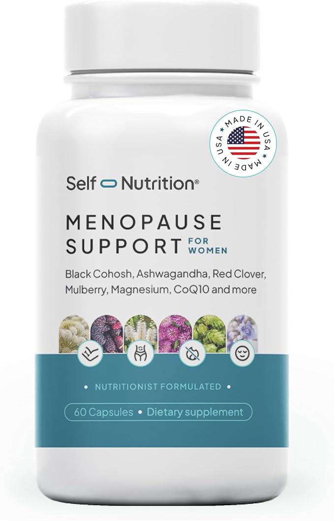 Menopause Support for Women -All-Natural, Hormone-Free Perimenopause & Menopause Support. Unique Blend for Hot Flashes, Mood, Energy, Sleep & More. Vegan, Gluten-Free, 60 Capsules.