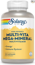 SOLARAY Multi-Vita Mega-Mineral Multivitamin for Women and Men with Vitamin D, Vitamin C, Magnesium, Zinc and More - Energy and Immune System Support - 60-Day Guarantee - 30 Servings, 120 Capsules