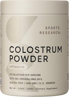 Sports Research® Bovine Colostrum Powder – Easy to Mix Superfood – Immunity Support & Gut Health w/ 30% IgG Antibodies - U.S. Sourced · Non-GMO · Gluten Free - 75 Servings (Unflavored)