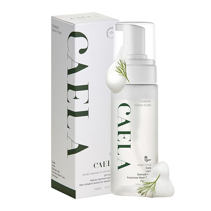 CAELA Feminine Wash Foam Fairgreen, pH-Balanced Intimate Cleanser for Women, Triple Lactobacillus Ferment Complex, Vegan K-Beauty with Green Tea & Mugwort, Sulfate-Free, 5.07 Fl Oz